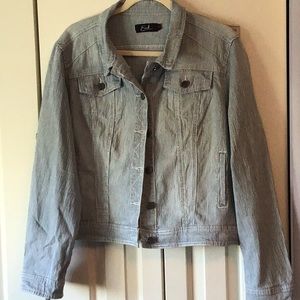 Earl Jean Striped Blue Denim Jacket Size XL